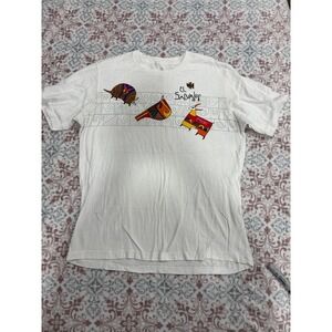 Fernando Llort St Jacks El Salvador Graphic T-Shirt Mens Large White Art Tee